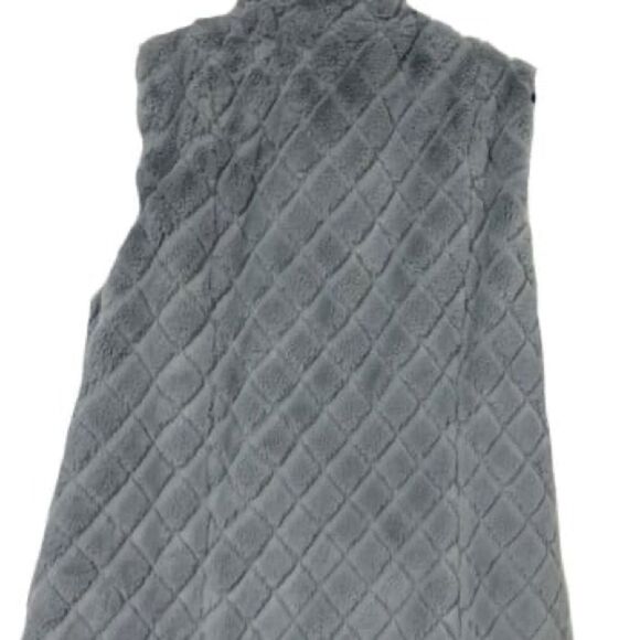 CARMEN MARC VALVO faux fur sleeveless vest grey front zipper size 1X nwt - Picture 2 of 7
